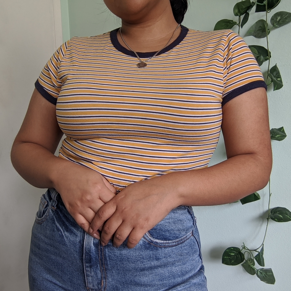 Blue & Yellow Striped Tee (Forever 21)